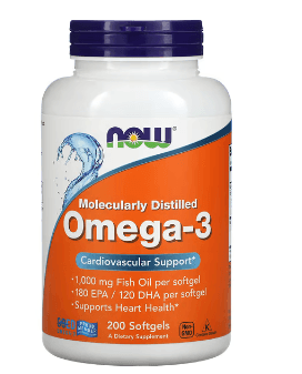 NOW Foods, 오메가3, EPA 180/DHA 120, 소프트젤 200정