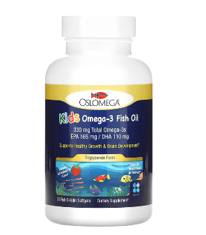 Oslomega, 어린이용 오메가3 피쉬 오일, 천연 딸기 맛, 피쉬 젤라틴 소프트젤 60정