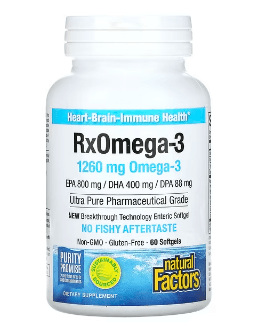 Natural Factors, Rx오메가-3, 630mg, Enteripure 소프트젤 60정