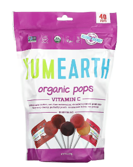 YumEarth, 오가닉 팝스, 비타민C, 다양한 맛, 40개입, 241g(8.5oz)