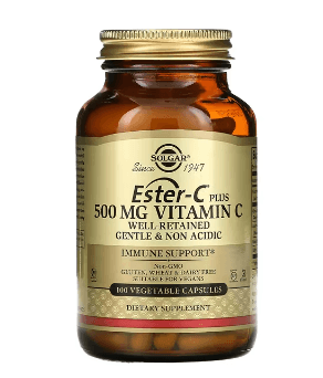Solgar, Ester-C 플러스, 비타민C, 500mg, 베지 캡슐 100정